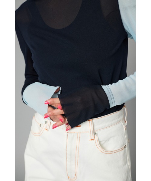 HeRIN.CYE（ヘリンドットサイ）の「Crew neck mesh inner tops　　クルーネックメッシュインナートップス（Tシャツ/カットソー・レディース・ライトイエロー/グレー/ネイビー/レッド・FREE）」の10枚目の写真