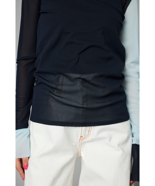 HeRIN.CYE（ヘリンドットサイ）の「Crew neck mesh inner tops　　クルーネックメッシュインナートップス（Tシャツ/カットソー・レディース・ライトイエロー/グレー/ネイビー/レッド・FREE）」の9枚目の写真