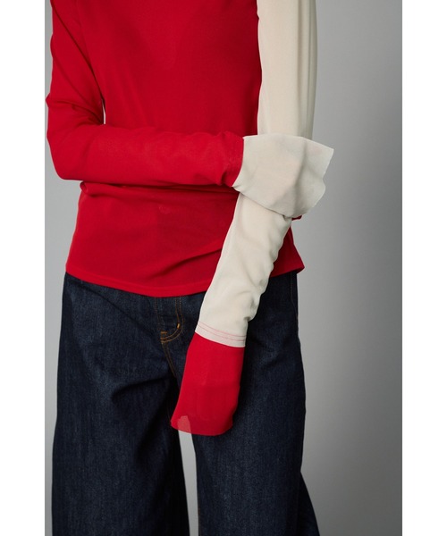 HeRIN.CYE（ヘリンドットサイ）の「Crew neck mesh inner tops　　クルーネックメッシュインナートップス（Tシャツ/カットソー・レディース・ライトイエロー/グレー/ネイビー/レッド・FREE）」の5枚目の写真