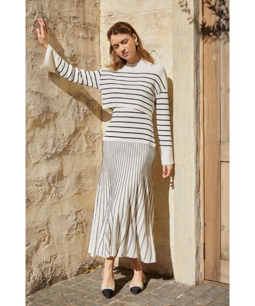 セール】Our Song Knit Dress Set バイカラープリーツニットSet UP 