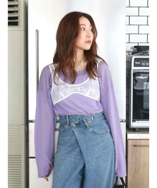 Ungrid（アングリッド）の「シアールーズカラーニット（ニット/セーター・レディース・イエロー/オレンジ/グリーン/パープル・FREE）」の12枚目の写真