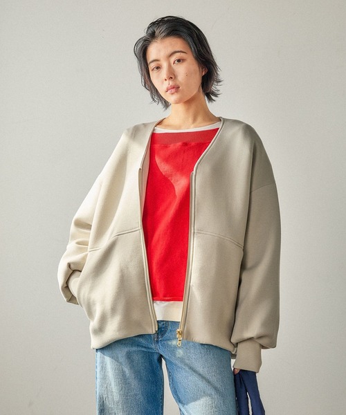 BAYFLOW（ベイフロー）の「[軽く柔らかな着心地]スポンディッシュジップブルゾン（ブルゾン・レディース・ネイビー/グレイッシュベージュ/モカ・SMALL/MEDIUM）」の12枚目の写真