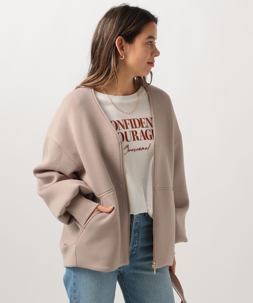 BAYFLOW（ベイフロー）の「[軽く柔らかな着心地]スポンディッシュジップブルゾン（ブルゾン・レディース・ネイビー/グレイッシュベージュ/モカ・SMALL/MEDIUM）」の5枚目の写真