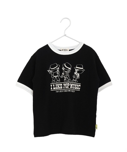 セール】POP MUSIC半袖リンガーTシャツ□80～140cm（Tシャツ