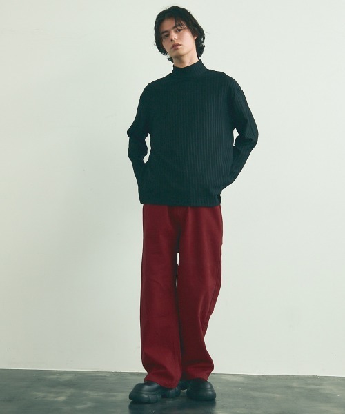 Shoowtime(ショウタイム)の「Striped Design Mock Neck Long Sleeve T-Shirt / ストライプデザインモックネックロングスリーブTシャツ(Tシャツ/カットソー・メンズ・ブラック/ホワイト・MEDIUM/LARGE/X-LARGE)」の11枚目の写真