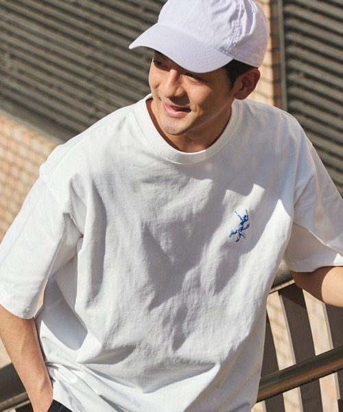 JACK PURCELL(ジャックパーセル)の「CONVERSE JACK PURCELL/コンバース ジャック パーセル ポイントロゴ刺繍/グラフィックプリント 半袖Tシャツ(Tシャツ/カットソー・メンズ・ブルー系/ブルー/オフホワイト/アッシュグレー/ホワイト系1/ホワイト系・L/M)」の8枚目の写真