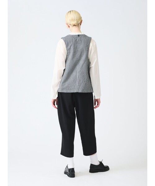 mizuiroind（ミズイロインド）の「mizuiro ind ヒッコリークルーネックショートベスト（ベスト・レディース・キナリ/インディゴブルー/ホワイト系その他2・FREE）」の15枚目の写真