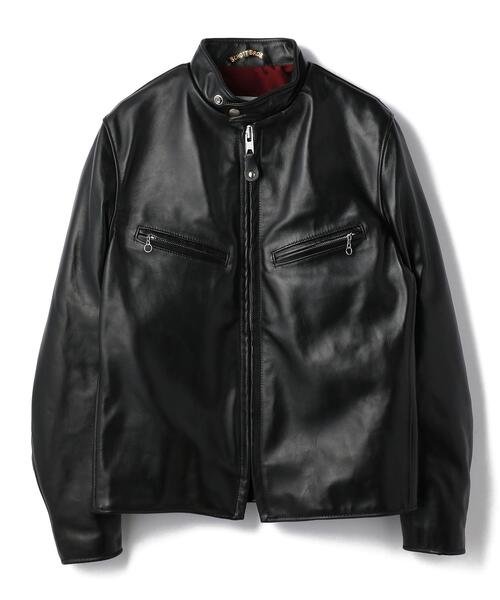 schott(ショット)の「Schott/ショット/HORSE LEATHER CAFE RACER 641XX/ホースレザー カフェレーサー シングルライダース(ライダースジャケット・メンズ・ブラック・40/36/34/38/42/44)」の2枚目の写真
