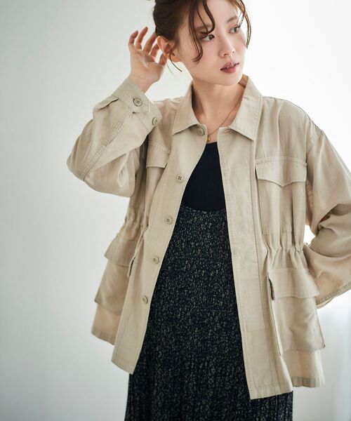 le.coeur blanc（ルクールブラン）の「ミリタリーハーフジャケット（ミリタリージャケット・レディース・カーキオリーブ/ベージュ・38）」の5枚目の写真