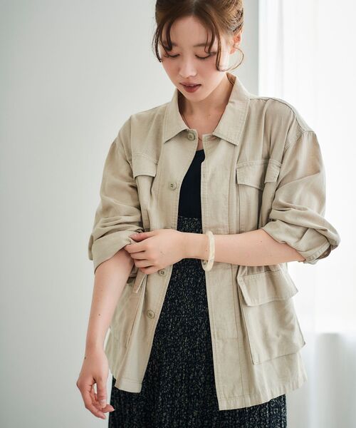 le.coeur blanc（ルクールブラン）の「ミリタリーハーフジャケット（ミリタリージャケット・レディース・カーキオリーブ/ベージュ・38）」の11枚目の写真