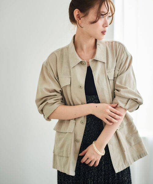le.coeur blanc（ルクールブラン）の「ミリタリーハーフジャケット（ミリタリージャケット・レディース・カーキオリーブ/ベージュ・38）」の12枚目の写真