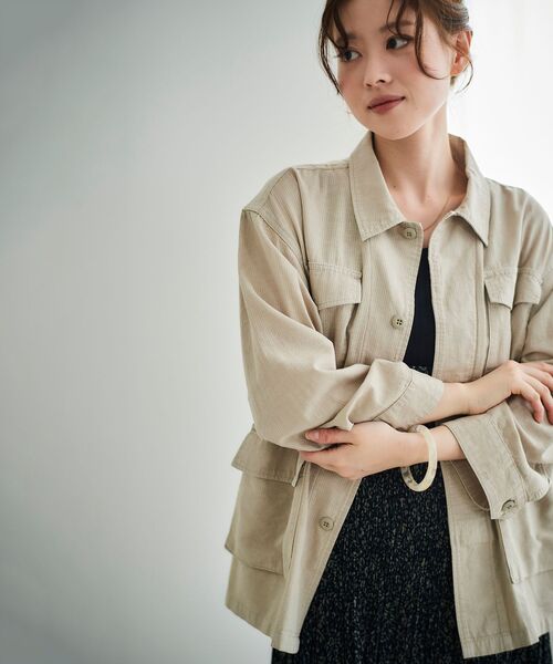 le.coeur blanc（ルクールブラン）の「ミリタリーハーフジャケット（ミリタリージャケット・レディース・カーキオリーブ/ベージュ・38）」の13枚目の写真