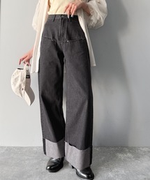 デニムパンツ（グレー/灰色系・ワイド・ルーズ）ファッション通販
