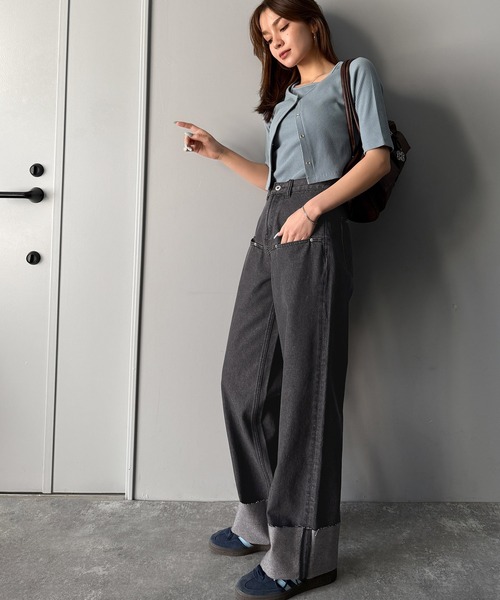 Java(ジャバ)の「《JaVa ジャバコラボ》新感覚な大人デニム。ロールアップフロントポケットワイドデニムパンツ(デニムパンツ・レディース・ワンウォッシュ/ブルー/グレー・LARGE/MEDIUM/SMALL/X-SMALL)」の10枚目の写真