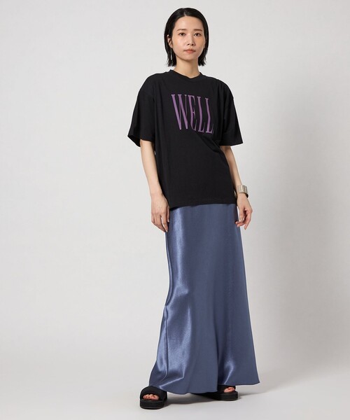 CITEN（シテン）の「＜CITEN＞エッセンシャルサテンスカート（スカート・レディース・ブラック/ベージュ/モカ/コバルトブルー/イエロー・FREE）」の4枚目の写真