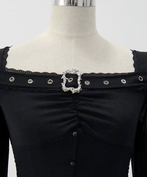 Diable baiser(ディアブルベーゼ)の「サブカルギャル肌魅せブラウス(Tシャツ/カットソー・レディース・ブラック・FREE)」の7枚目の写真