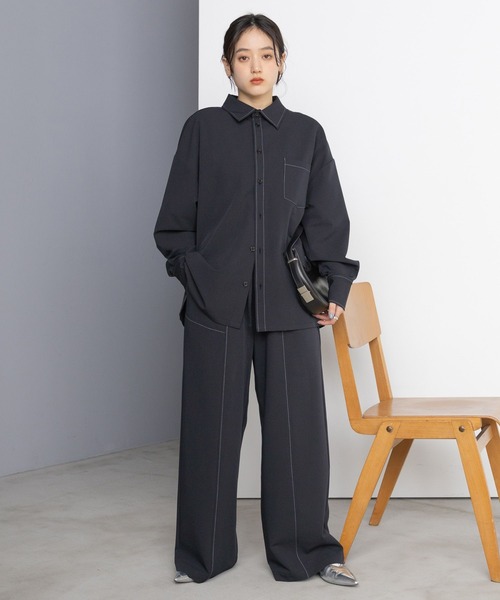 RAGEBLUE（レイジブルー）の「＜セットアップ対応＞TRステッチスラックス/イージーパンツ（スラックス・レディース・グレー/ネイビー・FREE）」の16枚目の写真