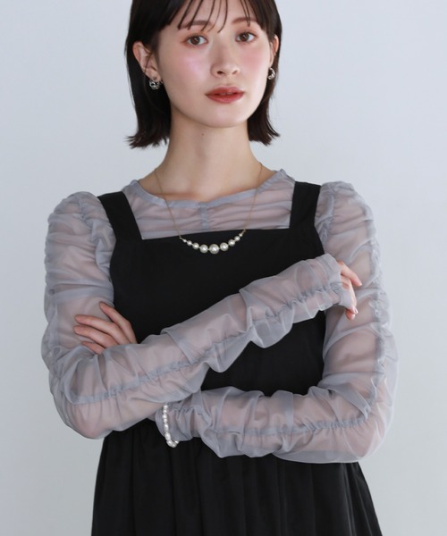 PASSIONE シルクた調シアートップス　mal. 大人の魅力溢れるシアートップス。プリーツシアーインナー