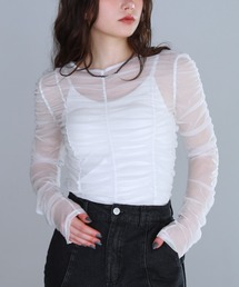 shetila（シェティラ）の「くしゅくしゅシャーリングチュール シアートップス（シャツ/ブラウス）」
