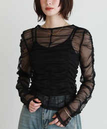 shetila（シェティラ）の「くしゅくしゅシャーリングチュール シアートップス（シャツ/ブラウス）」