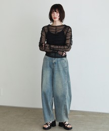 shetila（シェティラ）の「くしゅくしゅシャーリングチュール シアートップス（シャツ/ブラウス）」