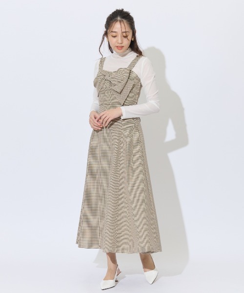 セール】千鳥柄クラシカルリボンセットアップ（ワンピース）｜AND