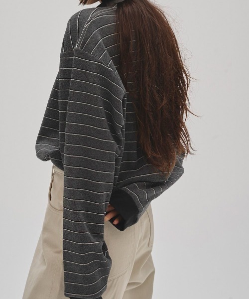 TODAYFUL(トゥデイフル)の「TODAYFUL Border Long T-shirts ボーダーロングTシャツ/12520613(Tシャツ/カットソー・レディース・チョコ/チャコールグレー・ONE SIZE)」の6枚目の写真