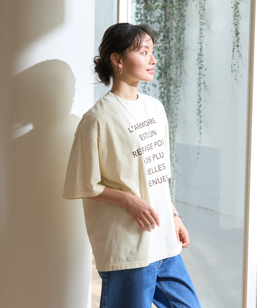 Rouge vif Anna（ルージュヴィフアンナ）の「ピグメントヴィンテージライクロゴBIG Tシャツ（Tシャツ/カットソー・レディース・ホワイト/クリーム・フリー）」の11枚目の写真