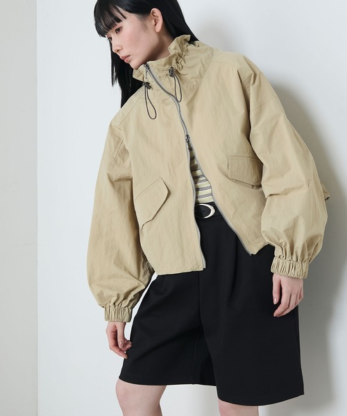 le ELMi（ルエルミ）の「Nylon grosgrain water-repellent short blouson / ナイロン ダブルジップ 撥水加工ショートブルゾン【セットアップ対応】（ブルゾン・レディース・ネイビー/ベージュ/ホワイト・FREE）」の10枚目の写真