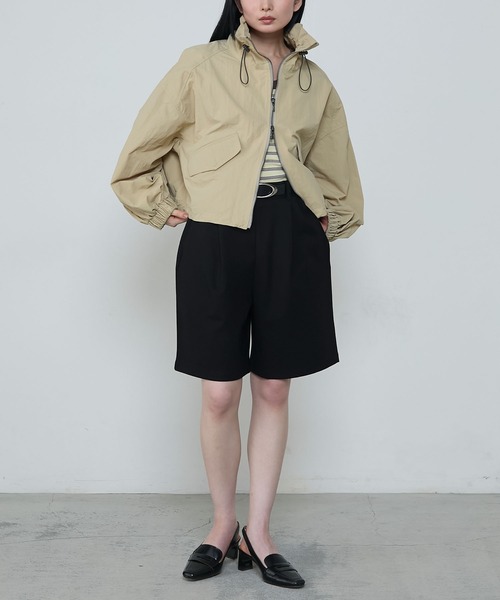 le ELMi（ルエルミ）の「Nylon grosgrain water-repellent short blouson / ナイロン ダブルジップ 撥水加工ショートブルゾン【セットアップ対応】（ブルゾン・レディース・ネイビー/ベージュ/ホワイト・FREE）」の13枚目の写真