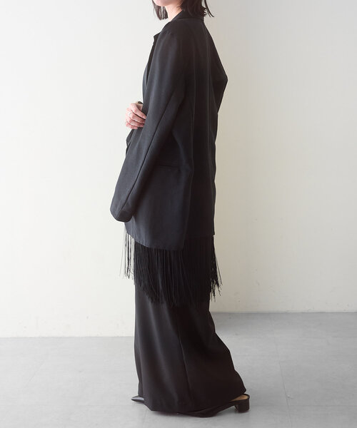 【新品】Maison celon フリンジキャミチュニック　BLACK 新品】Maison celon フリンジキャミチュニックBLACK