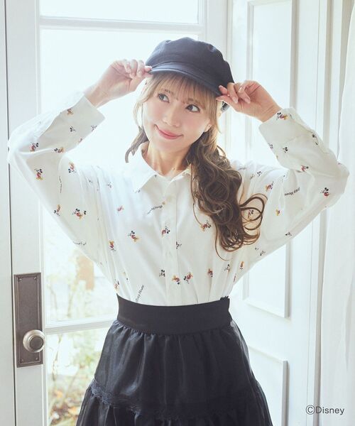 Disney(ディズニー)の「ミッキー / 総柄シャツ(シャツ/ブラウス・レディース・オフホワイト・FREE)」の1枚目の写真