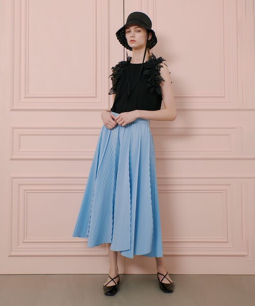 ルルウィルビー　イエロープリーツスカート サイズ1 LOULOU WILLOUGHBY】ランダムアコーディオンプリーツスカート