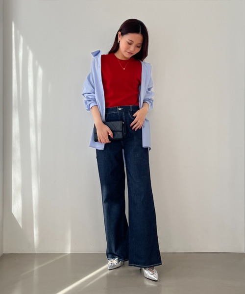 MISCH MASCH(ミッシュマッシュ)の「ZOZO限定 オーバーサイズシャツ(シャツ/ブラウス・レディース・ホワイト/ブルー・フリ-)」の8枚目の写真