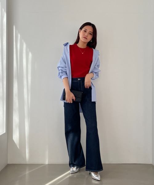 MISCH MASCH(ミッシュマッシュ)の「ZOZO限定 オーバーサイズシャツ(シャツ/ブラウス・レディース・ホワイト/ブルー・フリ-)」の7枚目の写真