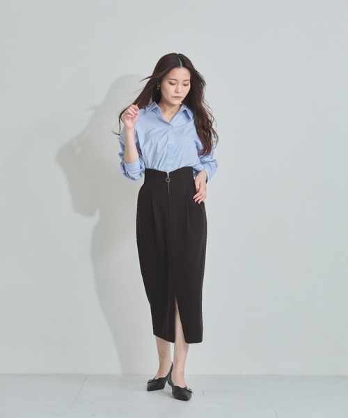 MISCH MASCH(ミッシュマッシュ)の「ZOZO限定 オーバーサイズシャツ(シャツ/ブラウス・レディース・ホワイト/ブルー・フリ-)」の9枚目の写真