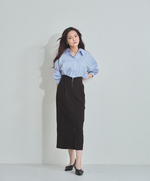 MISCH MASCH(ミッシュマッシュ)の「ZOZO限定 オーバーサイズシャツ(シャツ/ブラウス・レディース・ホワイト/ブルー・フリ-)」の10枚目の写真