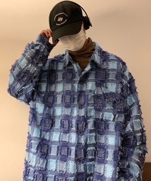 FreeZone(フリーゾーン)の「ビッグシルエットチェック テクスチャー シャツ(シャツ/ブラウス・メンズ・ブラック/ホワイト/ブルー/グレー・F)」の20枚目の写真