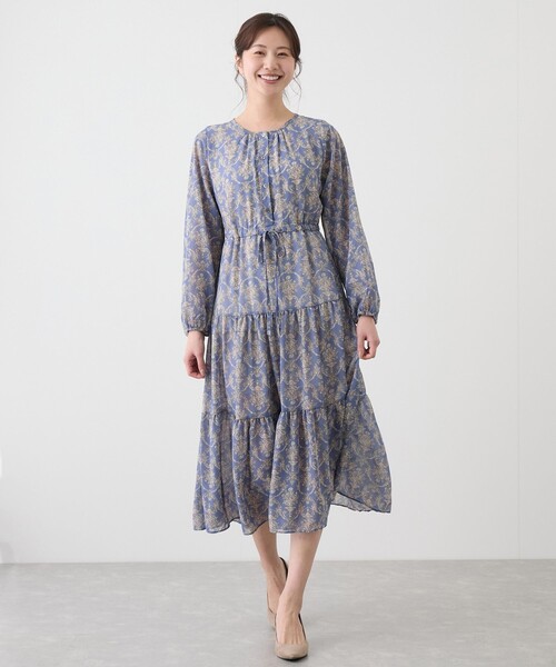 Jayro（ジャイロ）の「プリントウエストしぼりワンピース（ワンピース・レディース・ブラック/オフホワイト/ブルー・FREE）」の3枚目の写真