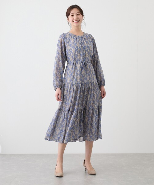 Jayro（ジャイロ）の「プリントウエストしぼりワンピース（ワンピース・レディース・ブラック/オフホワイト/ブルー・FREE）」の9枚目の写真