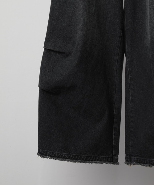 RUUBON（ルーボン）の「【RUUBON】parachute fringe denim pants / パラシュートフリンジデニムパンツ（デニムパンツ・メンズ・サックスブルー/ブラック/インディゴブルー・S/M/L）」の8枚目の写真