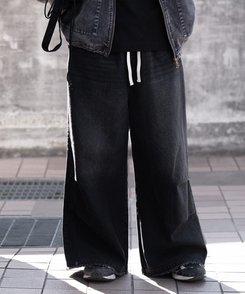 RUUBON（ルーボン）の「【RUUBON】parachute fringe denim pants / パラシュートフリンジデニムパンツ（デニムパンツ・メンズ・サックスブルー/ブラック/インディゴブルー・S/M/L）」の20枚目の写真
