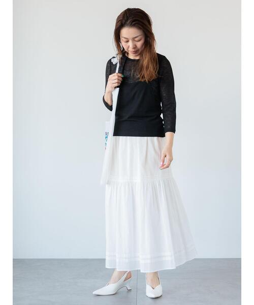 Lugnoncure（ルノンキュール）の「ピンタックギャザースカート《2025spring catalog item》（スカート・レディース・オフホワイト/ブラック・F）」の4枚目の写真