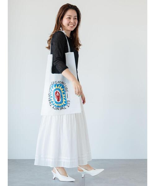 Lugnoncure（ルノンキュール）の「ピンタックギャザースカート《2025spring catalog item》（スカート・レディース・オフホワイト/ブラック・F）」の5枚目の写真