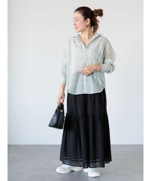 Lugnoncure（ルノンキュール）の「ピンタックギャザースカート《2025spring catalog item》（スカート・レディース・オフホワイト/ブラック・F）」の7枚目の写真