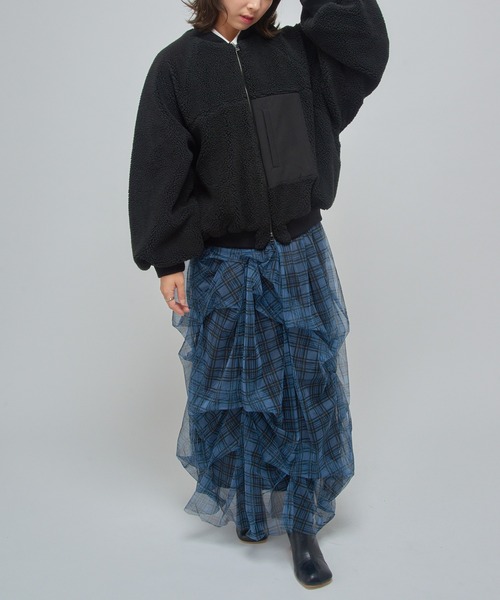 VACHEMENT(ヴァシュモン)の「【VACHEMENT】リサイクルシェルタフタ×ボア ボンバージャケット VL-07-203(ダウンジャケット/コート・レディース・ブラック/カーキ・FREE)」の22枚目の写真