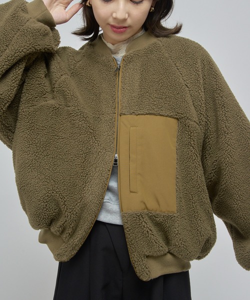 VACHEMENT（ヴァシュモン）の「【VACHEMENT】リサイクルシェルタフタ×ボア ボンバージャケット VL-07-203（ダウンジャケット/コート・レディース・ブラック/カーキ・FREE）」の11枚目の写真