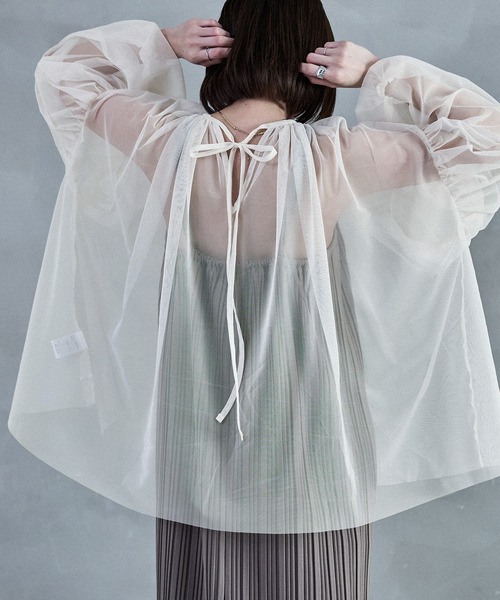 Fashion Letter（ファッションレター）の「チュールギャザー長袖ブラウス（シャツ/ブラウス・レディース・アイボリー/グレイッシュベージュ/ブラック/グレー・M）」の13枚目の写真