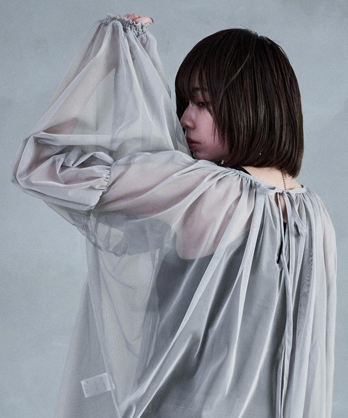 Fashion Letter（ファッションレター）の「チュールギャザー長袖ブラウス（シャツ/ブラウス・レディース・アイボリー/グレイッシュベージュ/ブラック/グレー・M）」の22枚目の写真