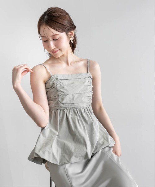RANDA（ランダ）の「ペプラムバルーンビスチェ＆サテンナロースカートセット（ワンピース・レディース・クリーム/ミント/ブラウン・1/0）」の7枚目の写真